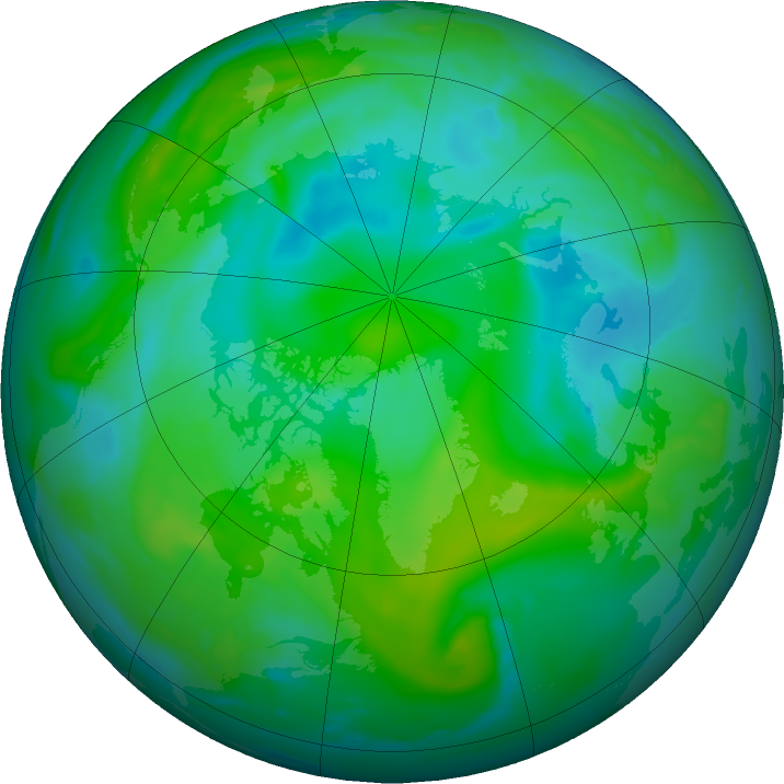 Arctic ozone map for 08 August 2023